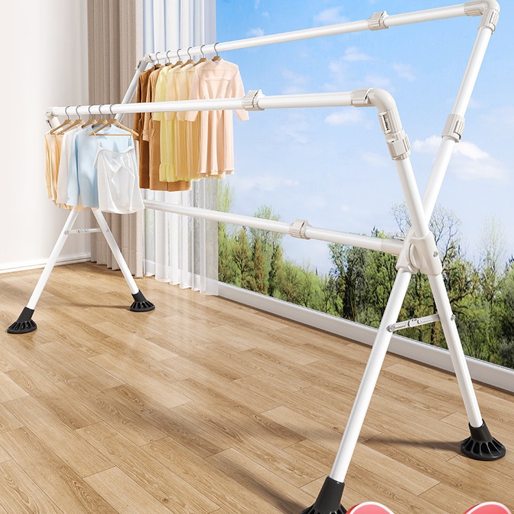 晾衣架落地阳台折叠晒衣架室内伸缩晾衣杆家用凉衣挂架晒被子神器