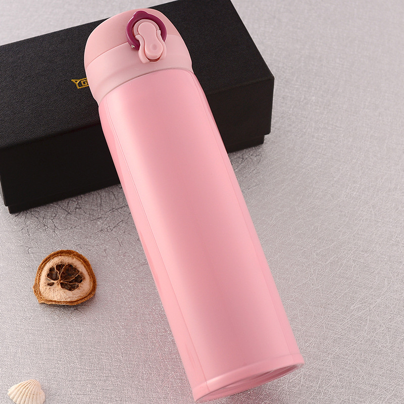 304 Stainless Steel Bounce Cover Vacuum Cup Men and Women Student Portable Large-Capacity Water Cup Factory Wholesale Lettering Logo