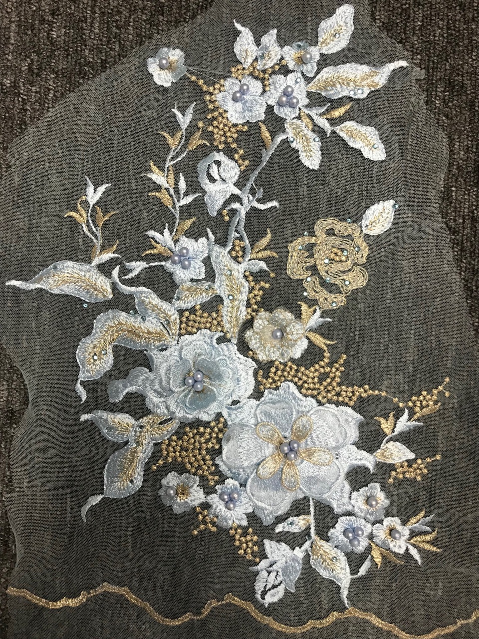 2022年新款刺绣涤纶钉珠花朵装饰衣领童装舞蹈服装礼服辅料配件