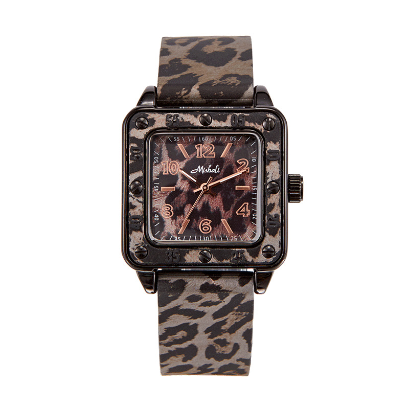 豹纹潮牌tt手表女个性方表盘炫酷硅胶带大表盘时尚帅气中性学生表