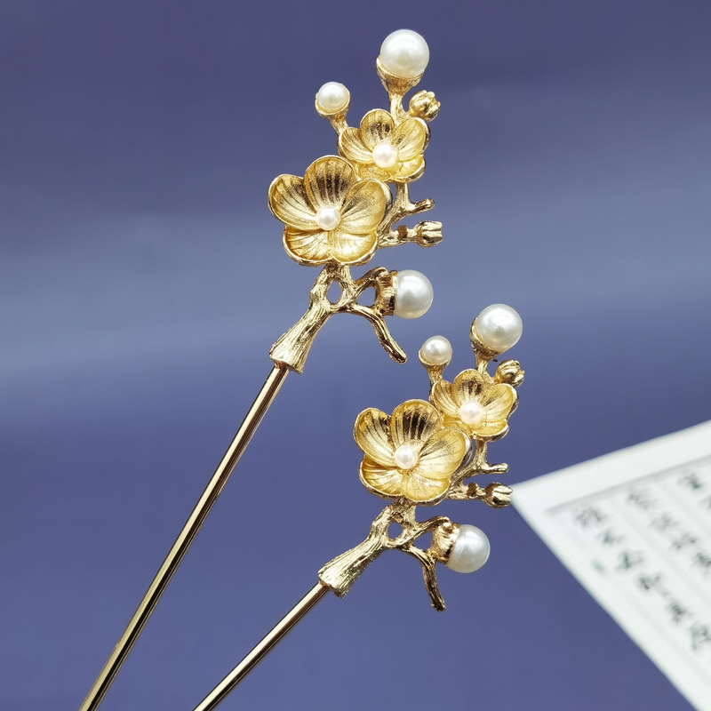 梅花发簪发饰宫廷复古唐风汉服简约发簪古风百搭明制魏晋风配饰品