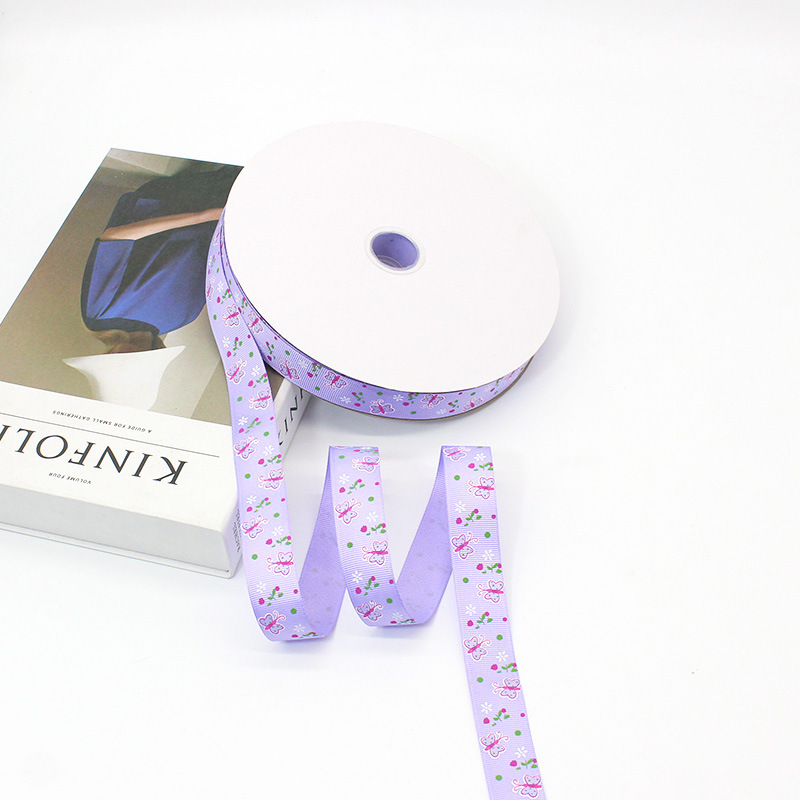 Factory Direct Supply Printing Rib Ribbon Color Gift Box Ribbon Cake Hair Bow Ribbon Ribbon Wholesale