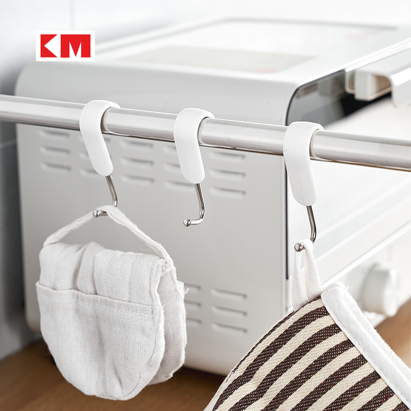 KM不锈钢S型挂钩厨房浴室横杆防滑卡扣排钩可旋转S勾衣帽包挂钩