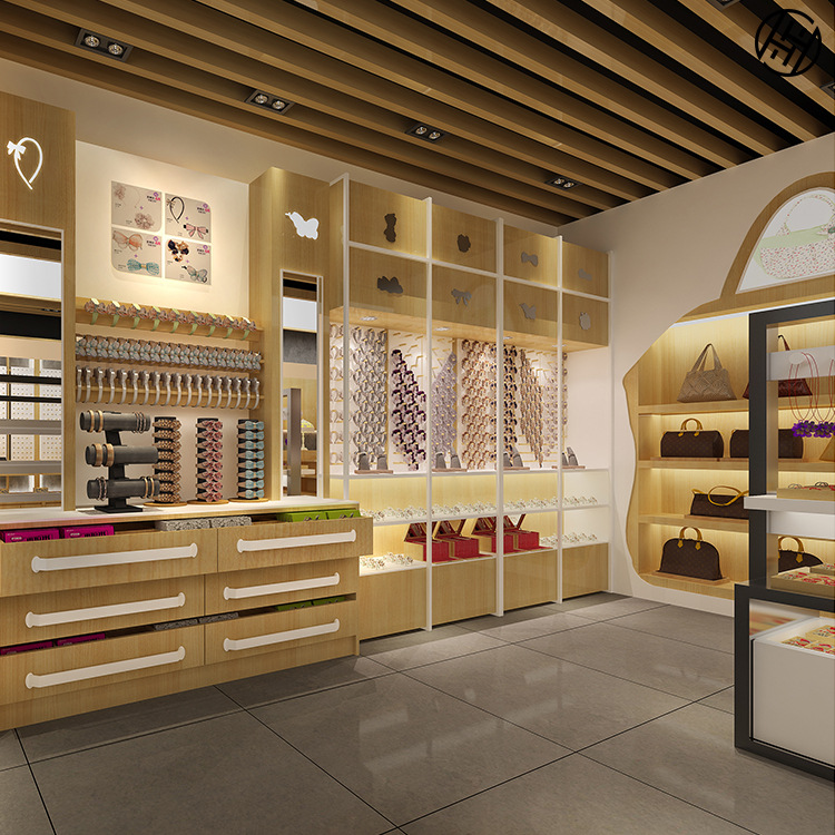 厂家定制女生饰品店货架展示架包包钢木饰品展示架手镯发箍首饰柜