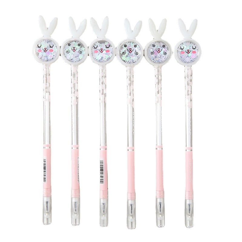 Japan and South Korea Stationery Creative Bunny Gel Pen Personality Cartoon Cyber Celebrity Writing Pen Student Stationery Pink Test Pen