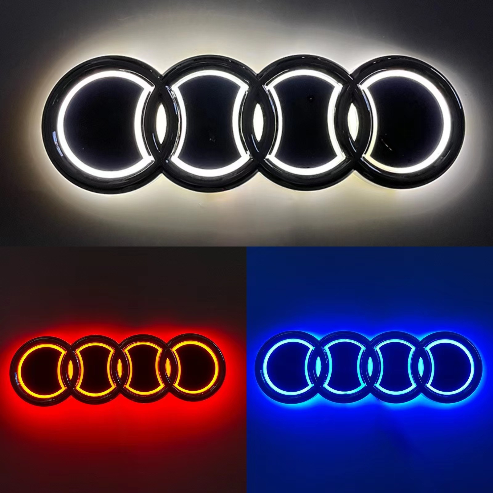 适用于奥迪 a3 a4 a6 q3 q5 q7 车标5d发光led后尾车标灯-阿里巴巴