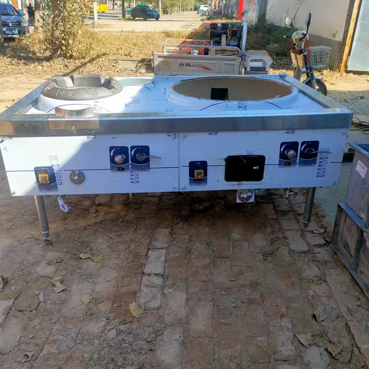 厨房学校使用 一头大锅一头小炒不锈钢80型灶台锅大灶台双锅-阿里巴巴