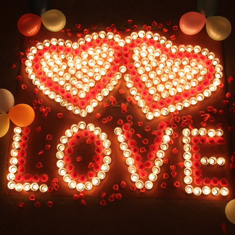 小蜡烛结婚生日求婚爱表白道具浪漫创意圆形蜡烛玫瑰爱心套餐包邮