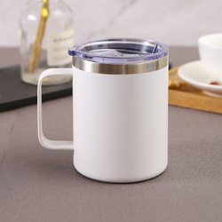 Double 304 Stainless Steel Vacuum Cup Fashion Plastic Handle Coffee Cup Office Household Mixing Cup Advertising Cup