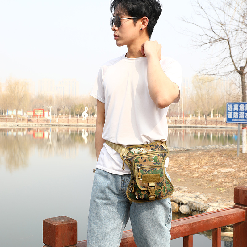 Cross-Border New Arrival Men's Outdoor Camouflage Waist and Leg Bag Casual Messenger Bag Army Fan Bag Sports Bag Multifunctional Hiking Backpack