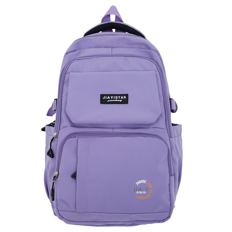 INS Schoolbag Female Junior High School Student Campus All-Match Large-Capacity Backpack Solid Color High School Student Male Computer Backpack Fashion