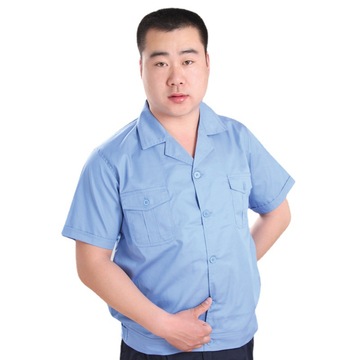夏款短袖全工艺涤棉细斜纹工作服套装工厂车间劳保工装制服