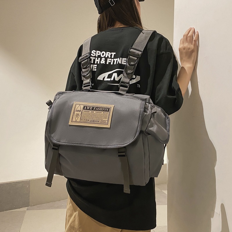 Tooling Style Messenger Bag Men's 2023 New Korean Style Ins Versatile Casual Messenger Bag Large Capacity Student Backpack