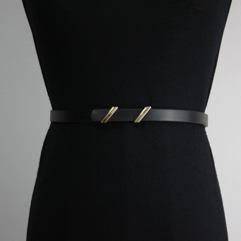 pu皮女装饰腰带细连衣裙西装夏装仿牛皮带黑色腰封白色裙子配饰