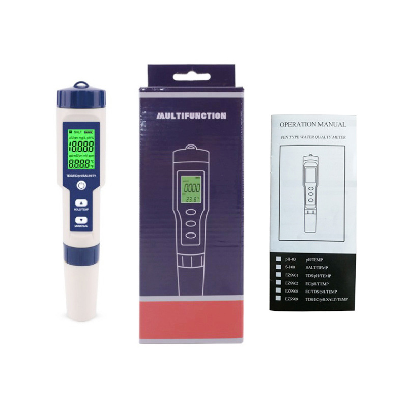 TDs/EC/Ph/Salinity Five-in-One Water Quality Test Pen Conductivity Water Quality Test Pen Salinometer
