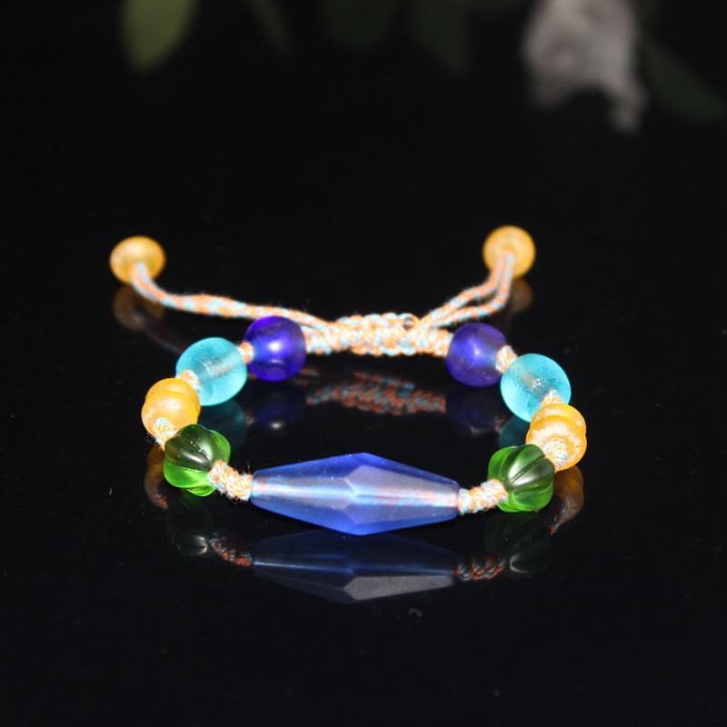 中古老琉璃多宝珠子手编款手链 老珠古珠收藏品 老琉璃珠串批发