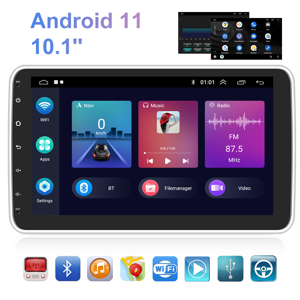 1寸竖屏单腚旋转通用车载carplay安卓11导航仪汽车中