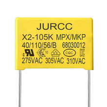 JURCC X2安规电容 1uf 275V 105K 310V 脚距22.5mm 抗电磁干扰电