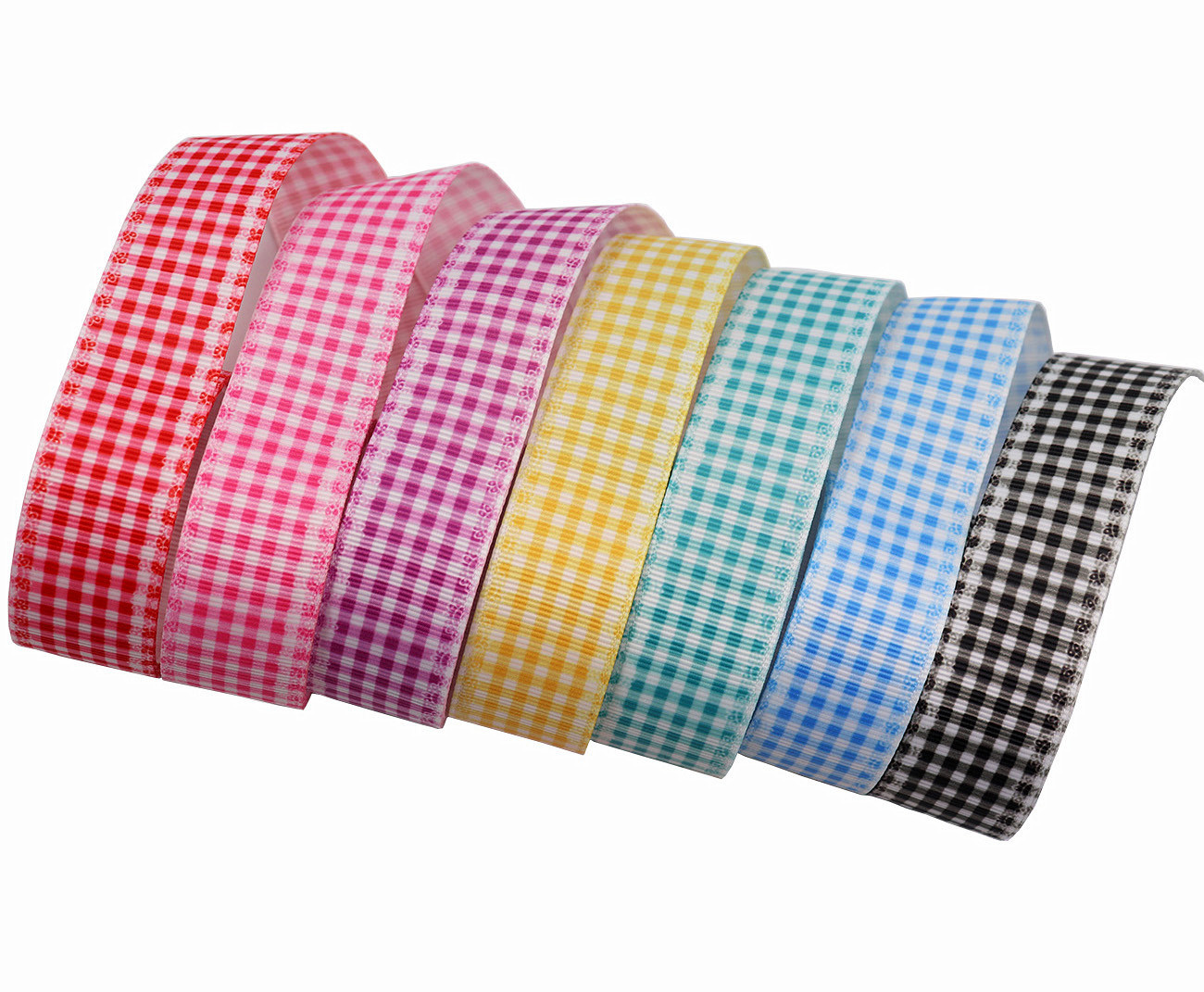 25mm彩色格纹diy热转印丝带织带螺纹带罗纹带缎带手机挂绳钥匙链