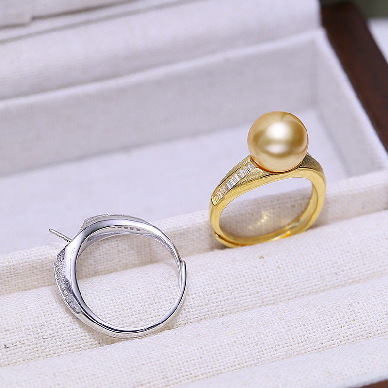 diy配件 s925纯银精工大气珍珠戒指空托 手工指环戒托半成品10-12