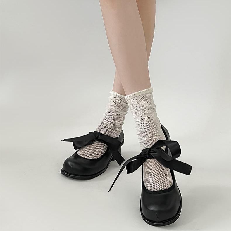 Black Japanese Style Skirt Chunky Heel Platform Mary Jane Leather Shoes Women's Summer 2023 New round Toe Pumps