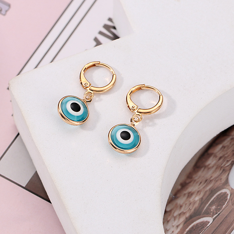 Europe and America Cross Border Multi-Color Copper Edging Devil's Eye Ear Ring Blue Eye Eardrops Earrings Fashion Personality Earrings