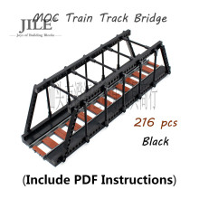 跨境热卖MOC小颗粒轨道火车吊桥216PCS场景套装