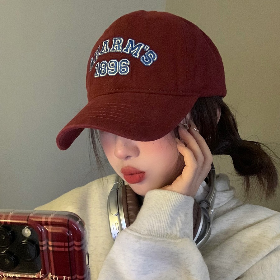 Spring and Summer Letter Embroidered Baseball Cap for Women Korean Style New Soft Top Big Head Circumference Face Small Wide Brim Peaked Cap for Men