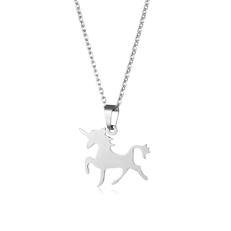 New Auspicious Tianma Necklace Fashion Stainless Steel Pendant Clavicle Chain Women's Simple Temperament Unicorn Necklace Ornament