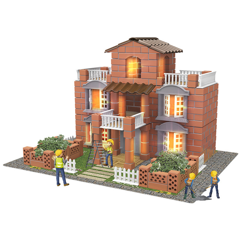 Mini Small Mason DIY Cottage Building Villa Simulation Mini Brick Assembled Children's House Building Toy