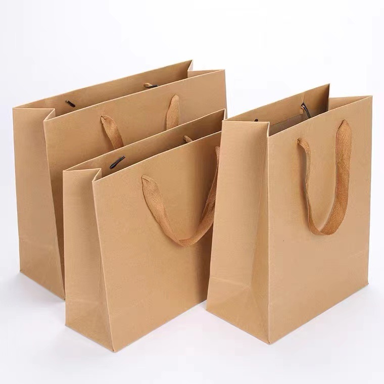 Spot Goods Kraft Paper Bag Factory Direct Sale Printing Logo Advertising Gift Bag Clothing Shopping Takeaway Paper Bag Handbag