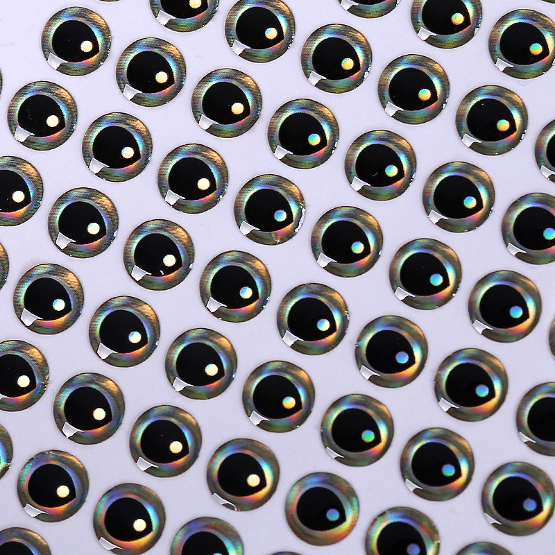 厂家定制假饵眼睛滴塑贴纸,镭射幻彩滴胶标签 定做pet透明底纸标