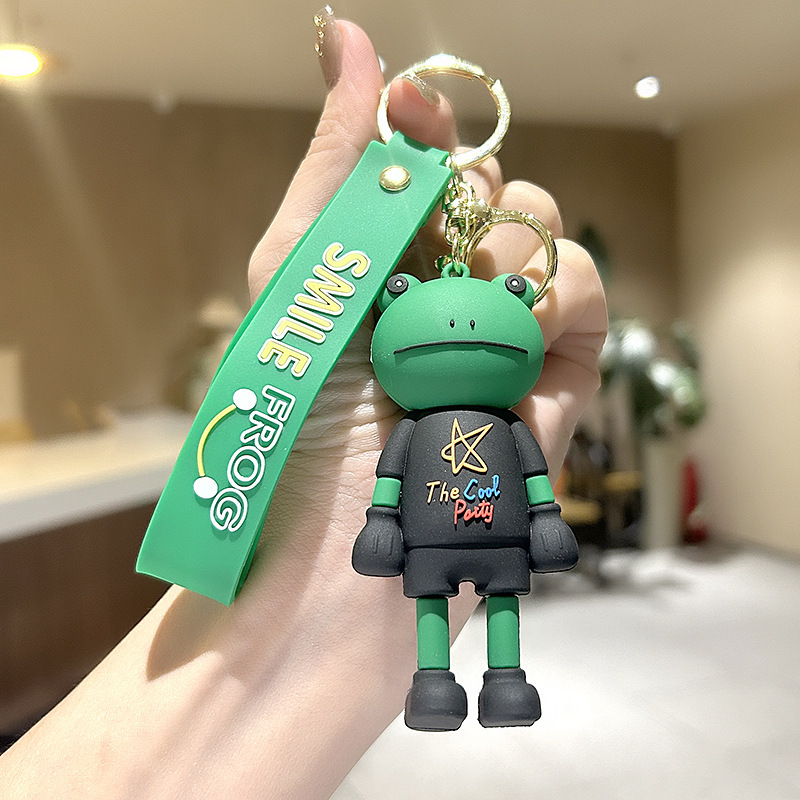 Cartoon Long Leg Frog Keychain Cute Doll PVC Epoxy Pendant Bag Hanging Ornament Car Key Chain Wholesale