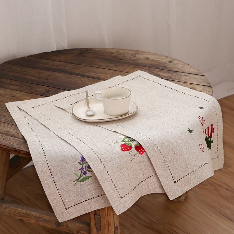 小学生吃饭餐垫餐巾布棉麻餐垫布艺餐布刺绣午餐垫西餐垫花瓶垫跨