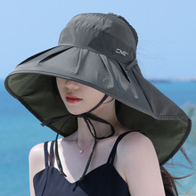 UPF50+防晒渔夫帽子女超大帽檐防紫外线遮脸遮阳帽骑车披肩太阳帽