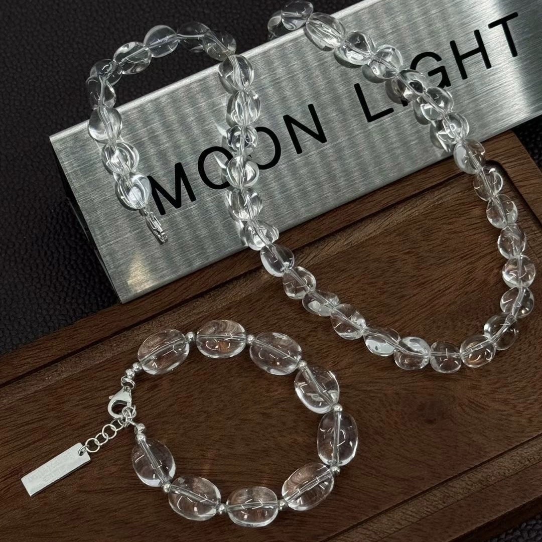 韩版春夏时尚不规则白水晶透明串珠项链手链轻奢高级感简约锁骨链