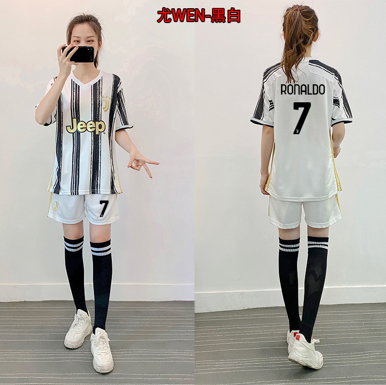 韩版足球服女套装儿童运动足球训练服学生比赛队服c罗梅西足球衣