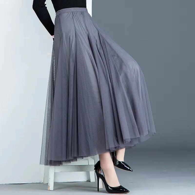 一件代发网纱半身裙仙女春秋长裙包臀中长款显瘦720度广场跳舞裙