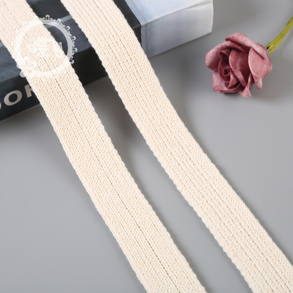 3cm Tassel Woven Belt Flat Rope Sweatshirt Hat Rope Trousers Waist Rope Decorative Dress Knotted Cotton Braid