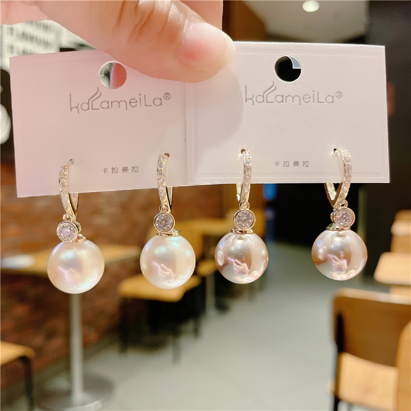 卡拉美拉 小众高级感珍珠耳扣韩式气质耳饰满钻耳环ins风耳坠批发