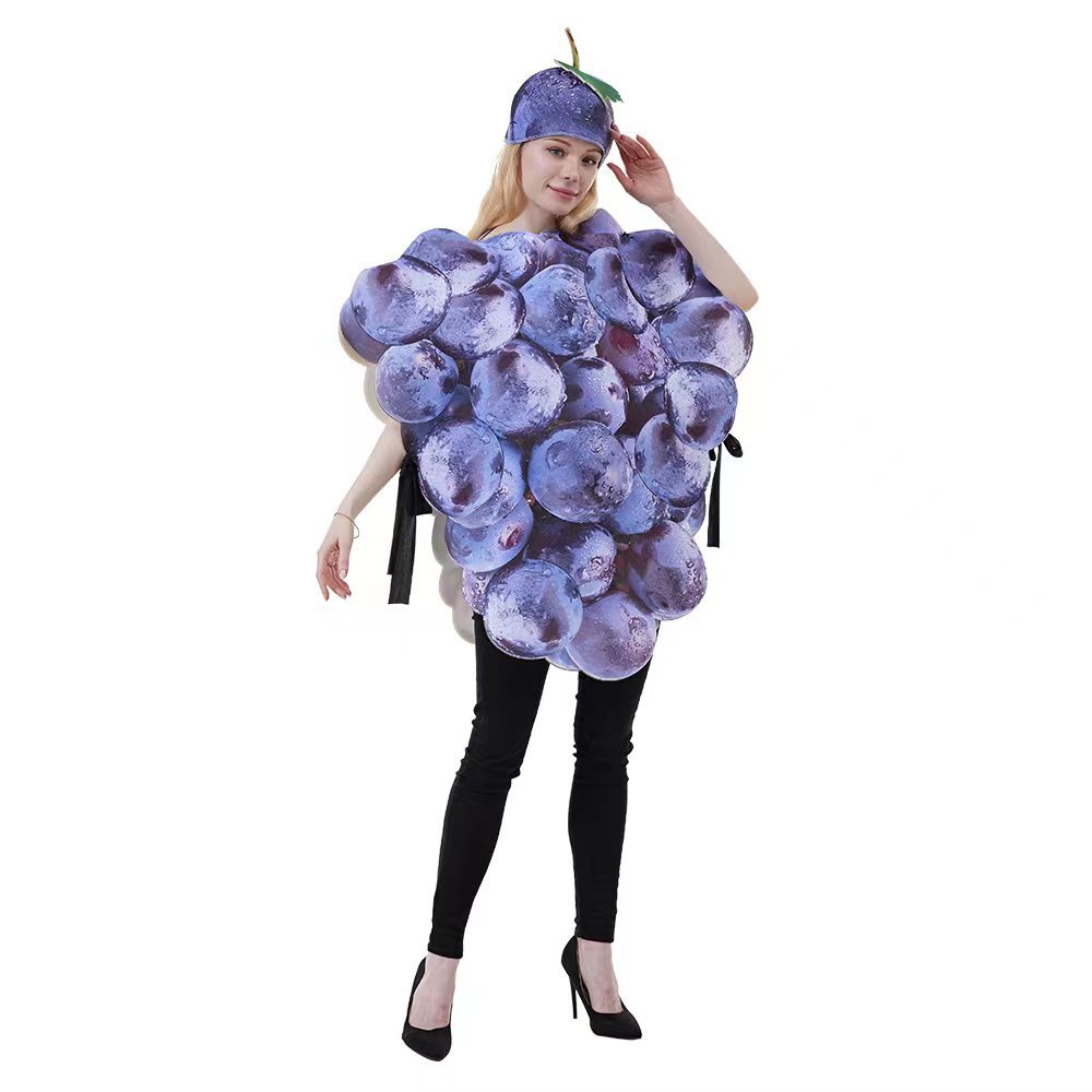 Cross-Border New Arrival Spot Halloween Stage Cosplay Clothes Sports Meeting Fruit Party Grape Costume Role Cosplay Clothes Pack