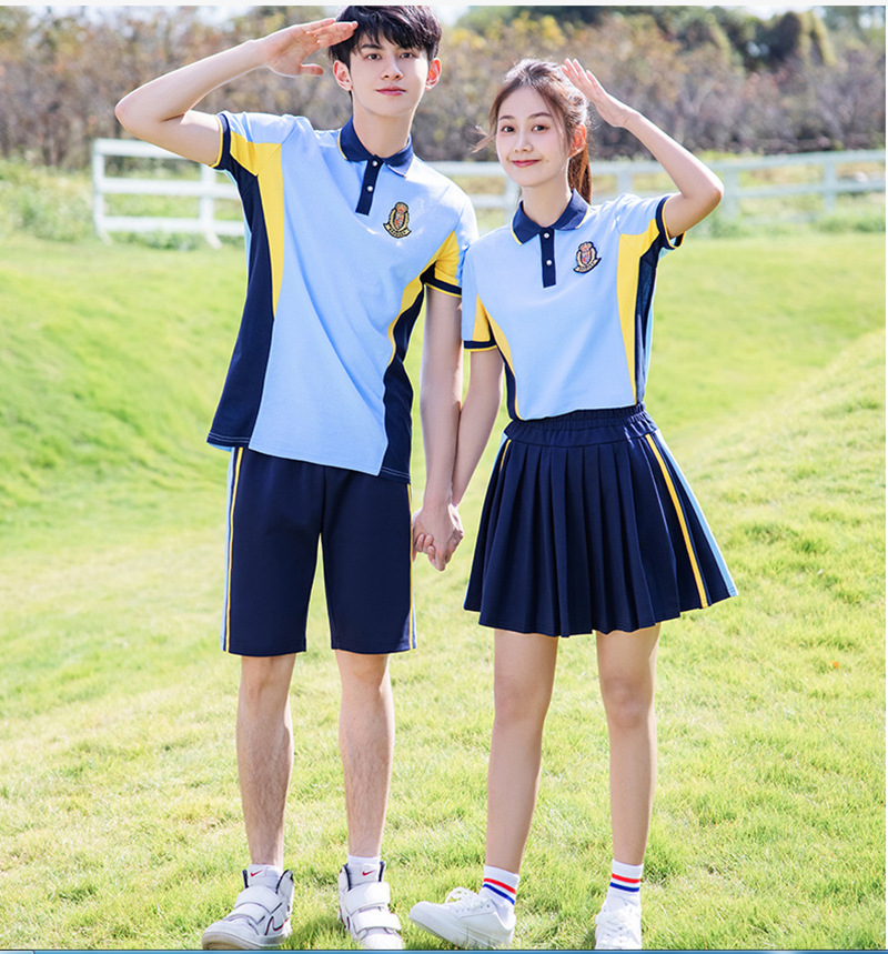 校服套装中学生学院风毕业班服夏季短袖t恤高中生运动会合唱服装