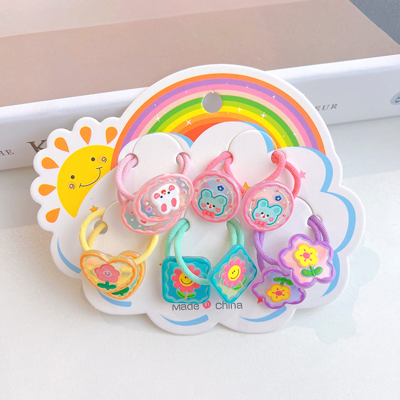 10 Pack ~ Acrylic Cartoon Children's Hair Band Does Not Hurt Hair Rubber Bands Cute Baby Hair Rope Girl's Headband