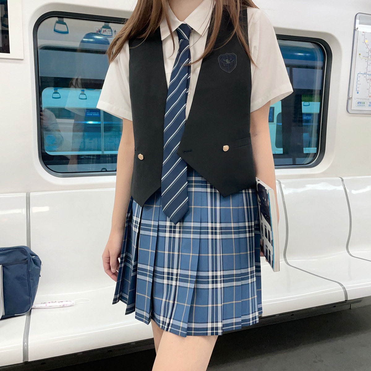 稻禾川/羽堇中 原创jk制服马甲背心 女生短款西装学院风厂家直销