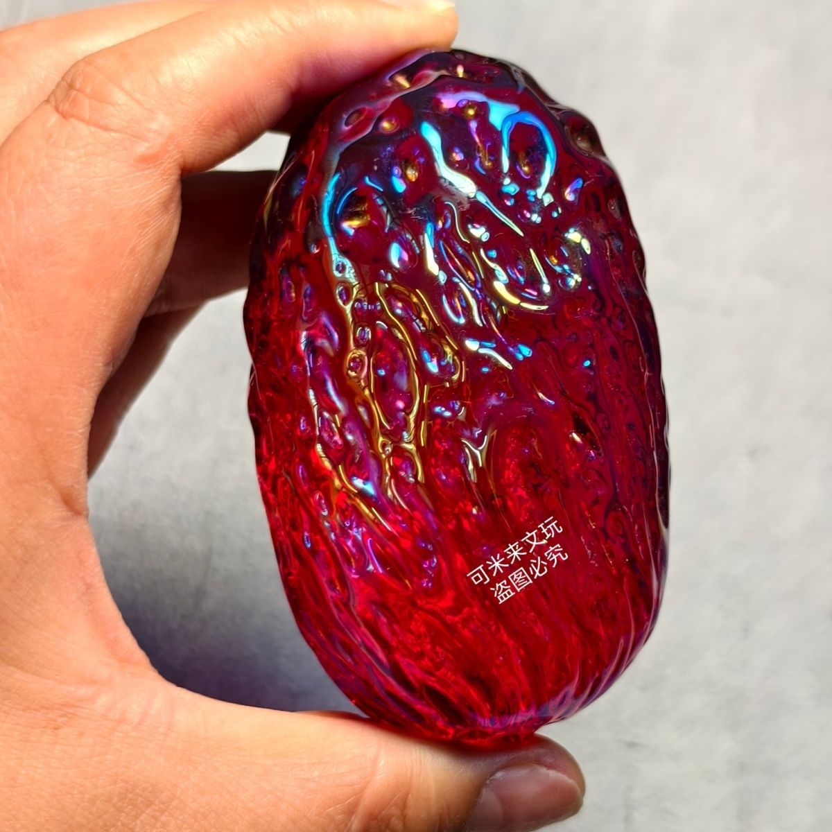 新疆库尔勒血陨石奇石摆件,重量约370克左右红色高端镇宅精致彩色