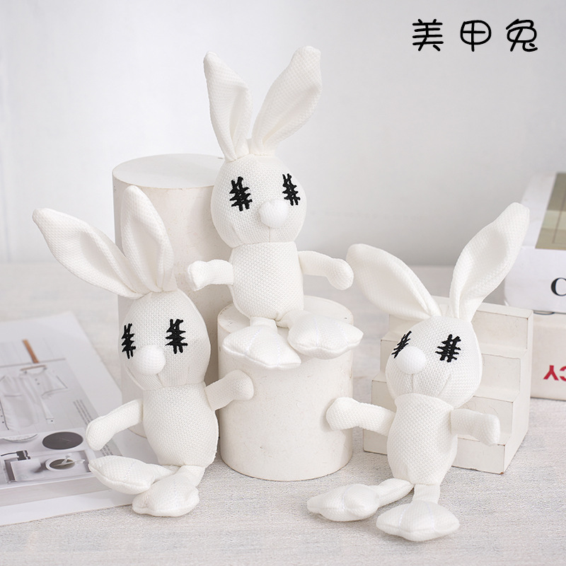 Cartoon Creative Manicure Rabbit Plush Doll Schoolbag Keychain Pendant Rabbit Doll Table Decoration Gifts