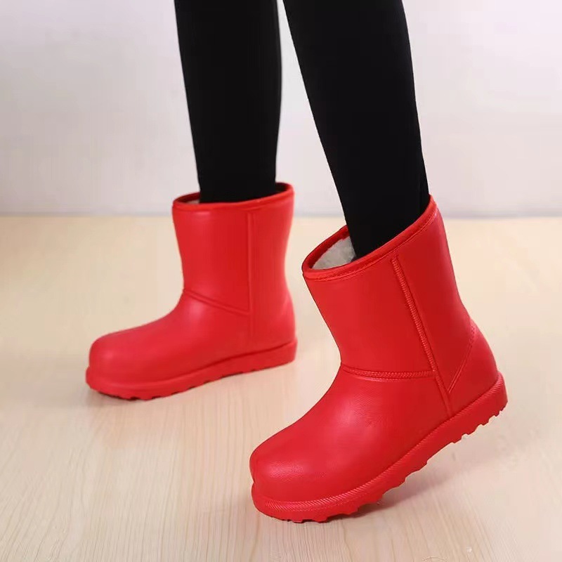 Winter Shoes Women's Fleece-lined 2023 New Snow Boots Thermal Rain Boots Waterproof Short Car Wash Kitchen Work Shoes