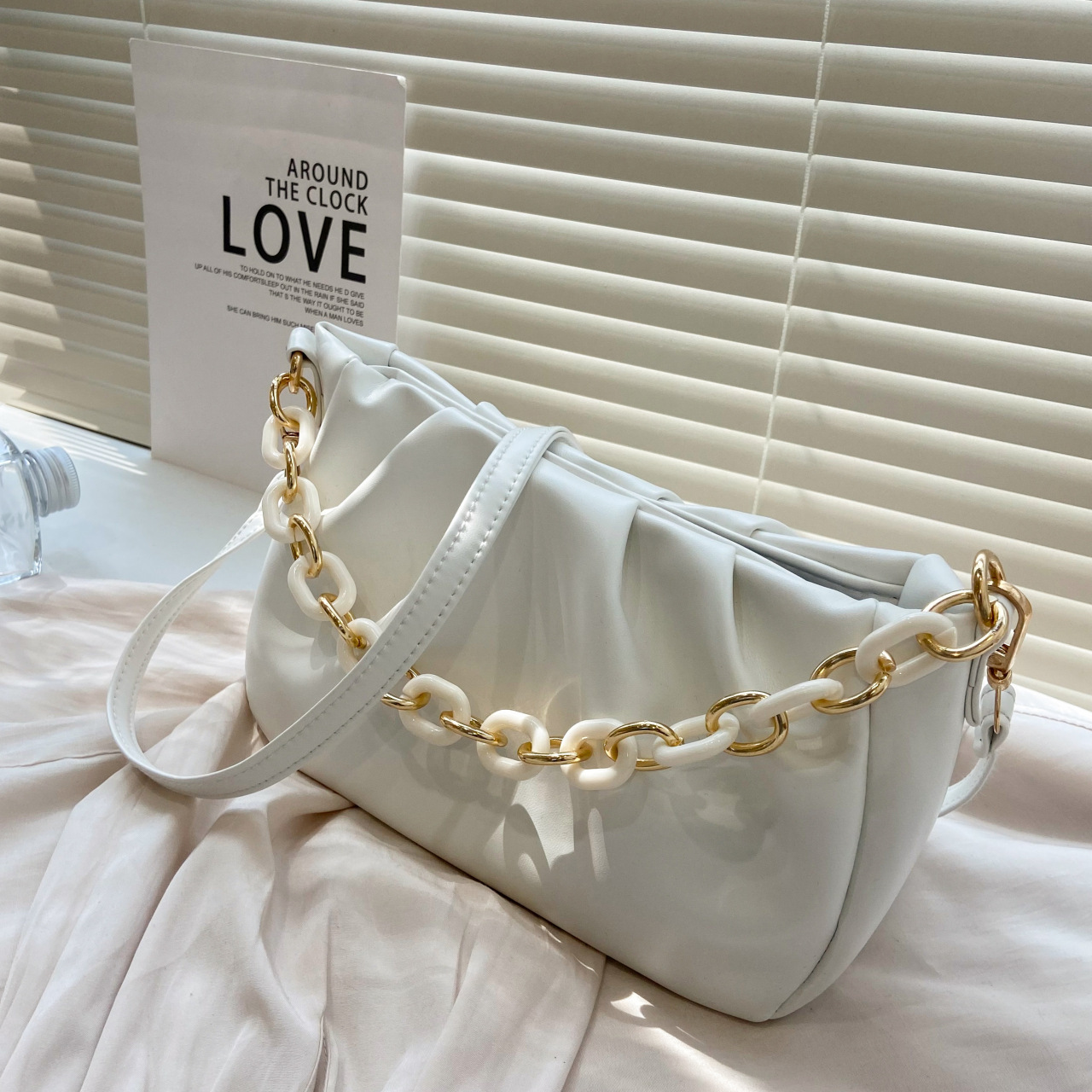 Cloud Bag Soft Dumpling Bag Fresh Women Bag 2021 New Pleated Pu Bag Acrylic Chain Shoulder Underarm Bag