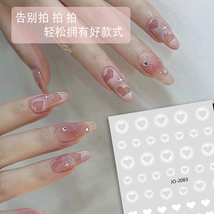 White Blooming Semi-Transparent Hollow Butterfly Heart-Shaped XINGX Nail Sticker Adhesive Waterproof New Nail Sticker Decoration