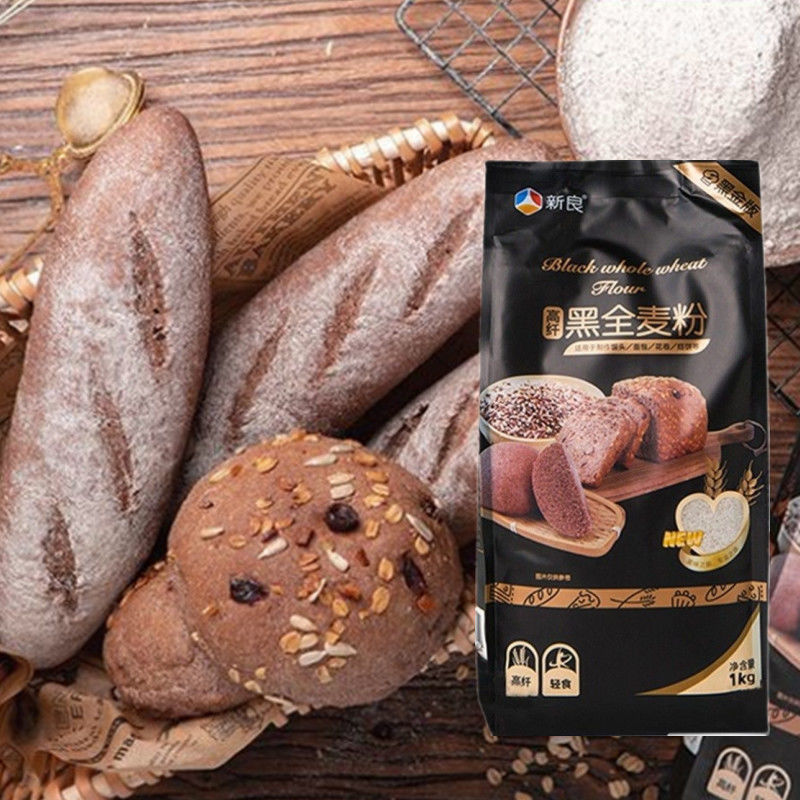 黑全麦面粉1kg黑麦粉黑小麦纯全麦粉含麦麸家用面包杂粮粗粮-阿里巴巴